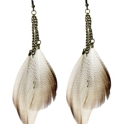 Brown Feather Drop Earrings