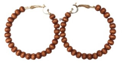 Wooden Bead Hoop Earrings