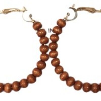 Wooden Bead Hoop Earrings