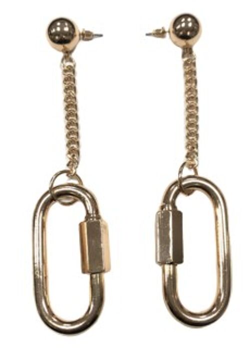 Gold Carabiner Drop Earrings