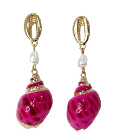 Pink Painted Shell Earrings