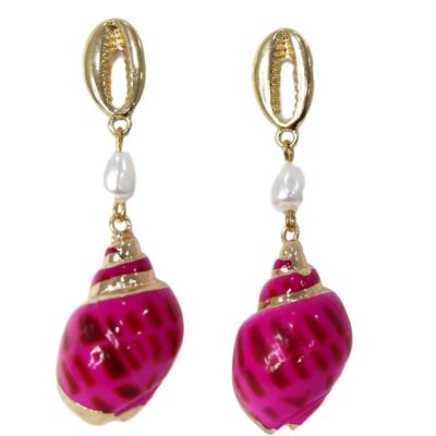 Pink Painted Shell Earrings