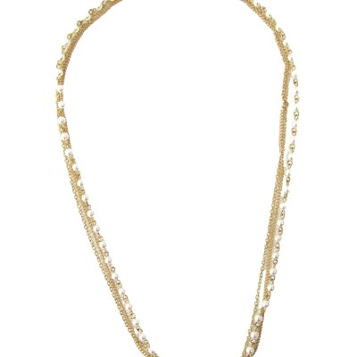 Gold 1.5cm Twin Chain Choker with Diamantes Charms