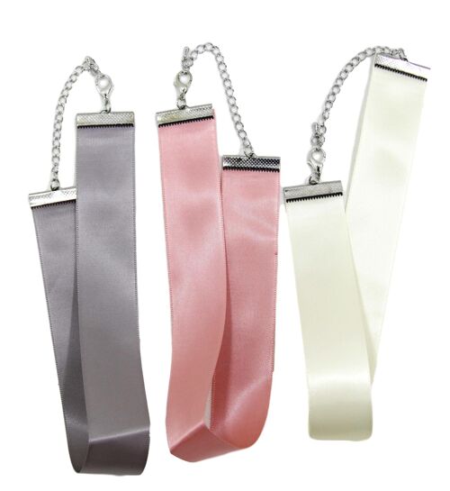 3 Pack Satin Chokers - Pink Grey and Cream