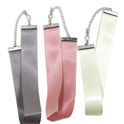 3 Pack Satin Chokers - Pink Grey and Cream