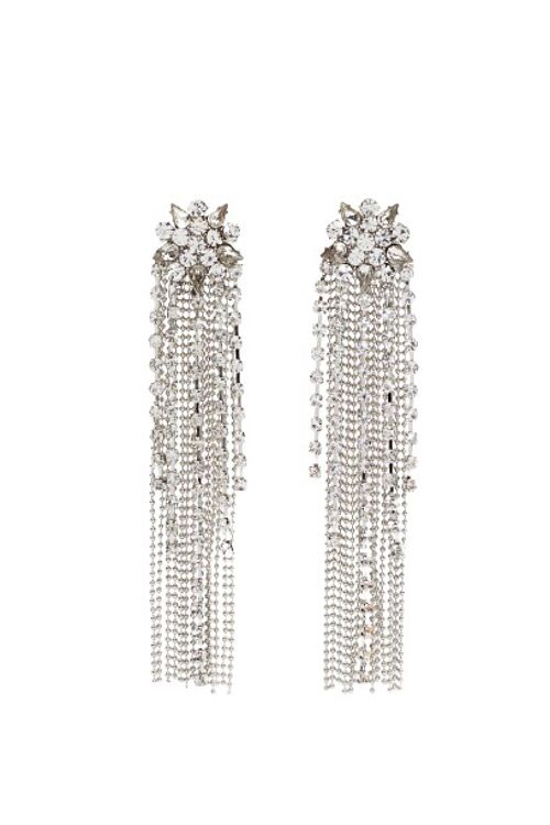 Silver Diamante Tassel Earrings