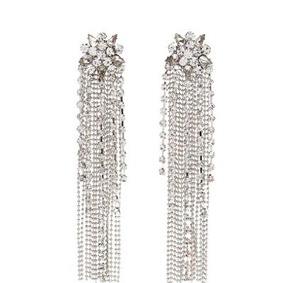 Silver Diamante Tassel Earrings