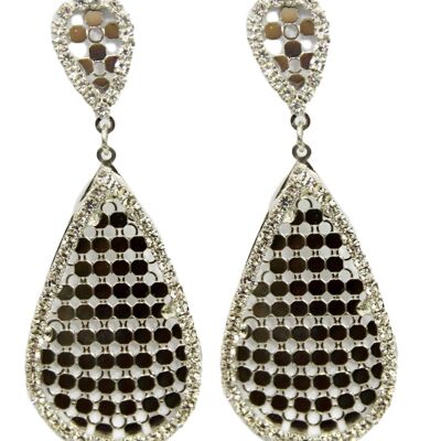 Silver Metal Drop Mesh Earrings