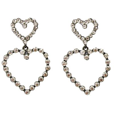 Double Heart Diamante Earrings
