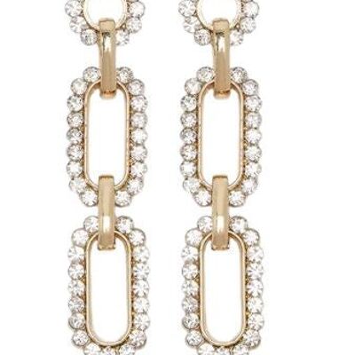 Gold Diamante Chain Link Drop Earrings