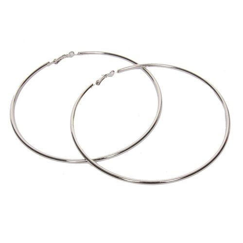 Silver Plain Hoop Earrings 10cm