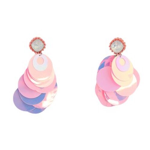Pink Sequin Discs Earrings
