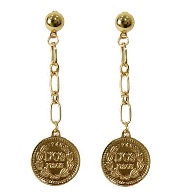 Gold Chain Coin Drop Earrings