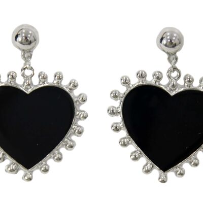 Silver Heart Drop Earring