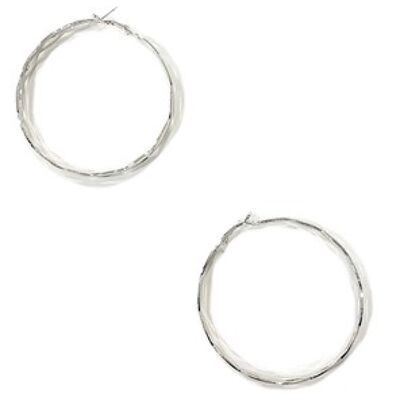 Silver Twist Hoop Earring