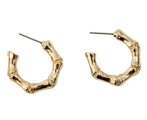 Gold Small Metal Bamboo Earrings