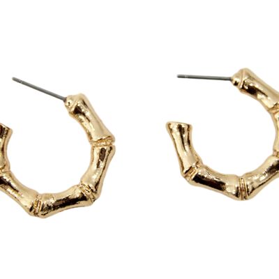 Gold Small Metal Bamboo Earrings