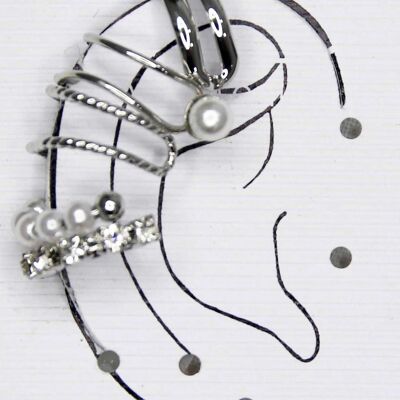 Silver Ear Cuff Multipack Diamante and Pearl