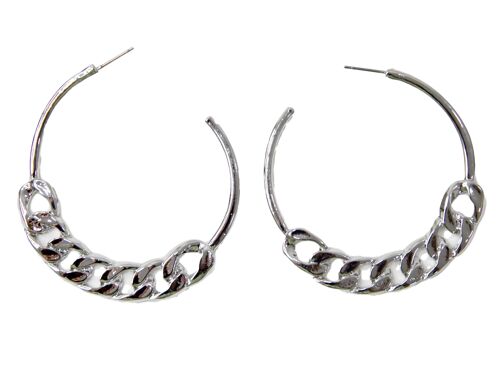 Silver Chunky Chain Hoop Earrings