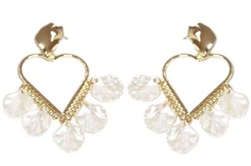 Gold Leaf Drop Heart Earrings