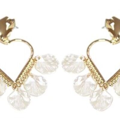 Gold Leaf Drop Heart Earrings