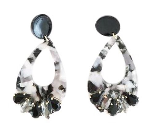 Black Oval Resin Gemstone Earrings