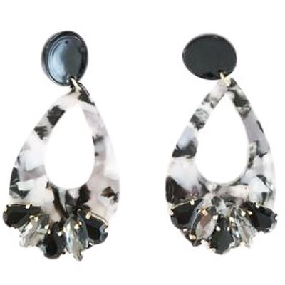 Black Oval Resin Gemstone Earrings