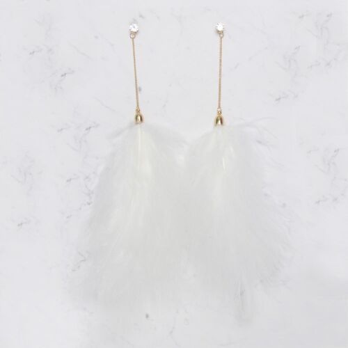 Diamante drop feather earrings