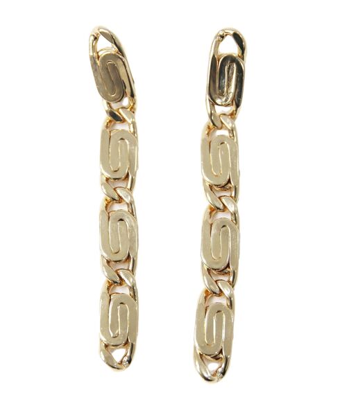 Gold Patterned Chain Link Drop Earrings