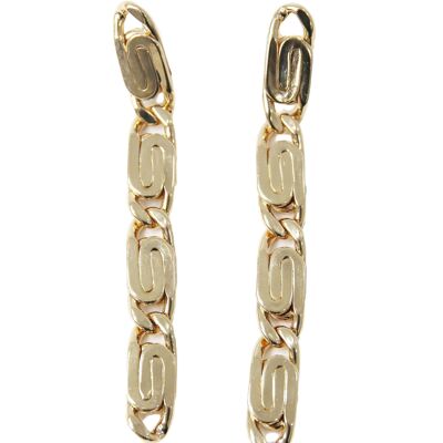 Gold Patterned Chain Link Drop Earrings