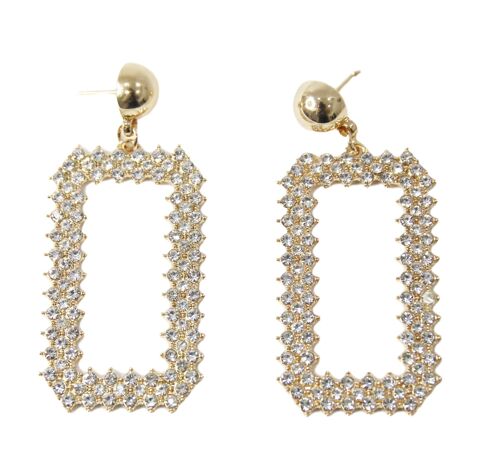 Rectangle Diamante Drop Earrings