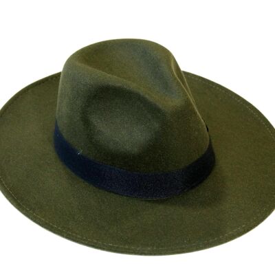 Khaki Fedora Felt Hat With Poly Band