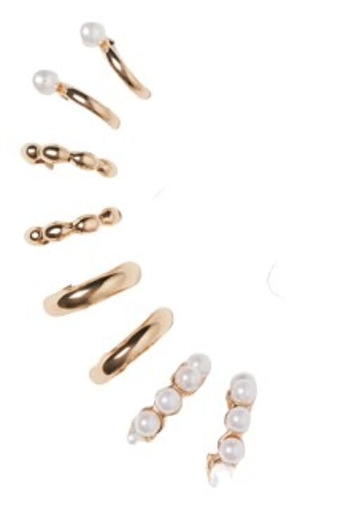 Gold Ear Cuff Multipack Pearl and Hoop