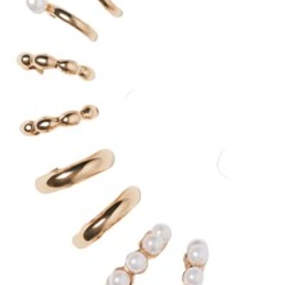 Gold Ear Cuff Multipack Pearl and Hoop