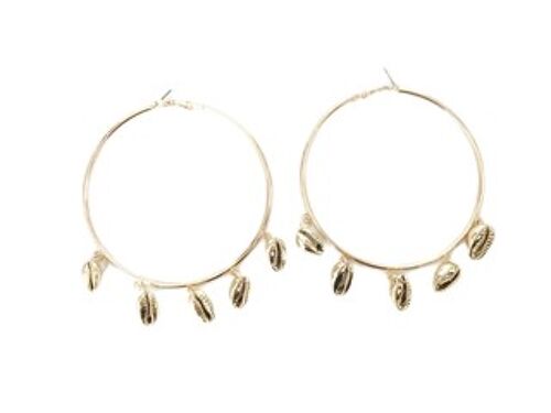 Gold Hoops Shells Earrings
