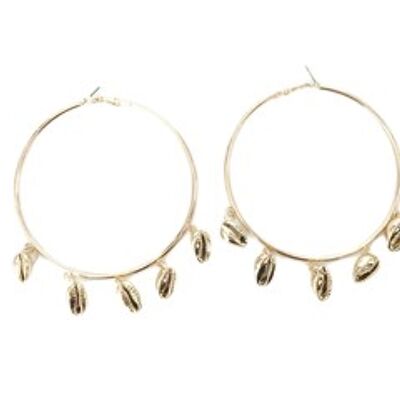 Gold Hoops Shells Earrings