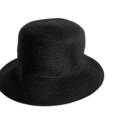Black Straw Bucket Hat