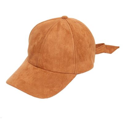 Tan Suede Hat with Bow