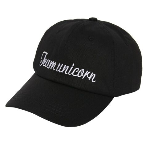 Black 'Team unicorn' Slogan Cap