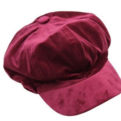 Wine Velvet Baker Boy Hat