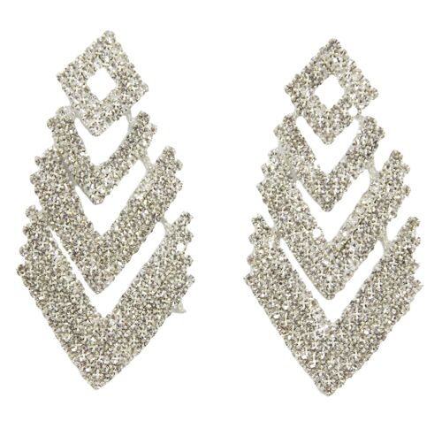 Silver Layered Diamante Earrings