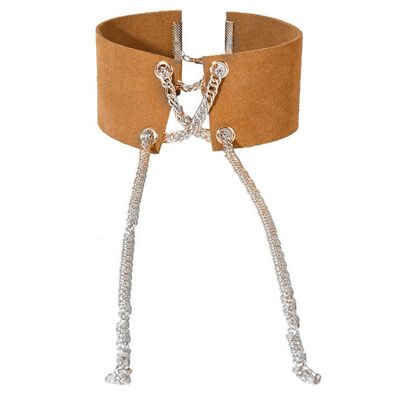 Tan Metal Lace Up Choker