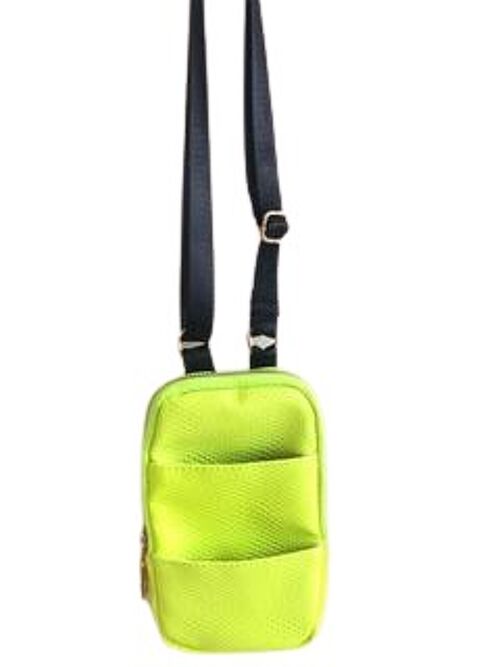 Neon Yellow PU Mini Cross Body Bag With Front Pouch