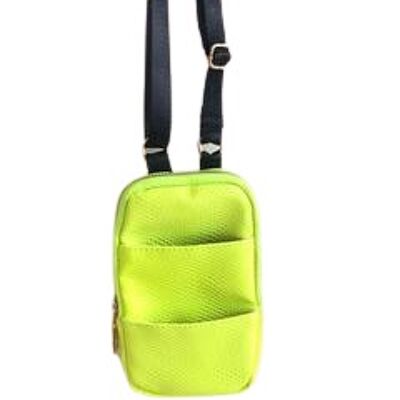 Neon Yellow PU Mini Cross Body Bag With Front Pouch
