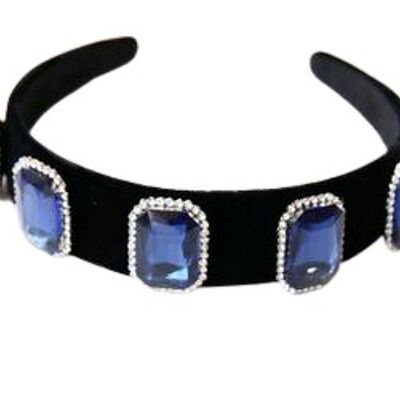 Navy Velvet octagon Big Stone Diamond Headband