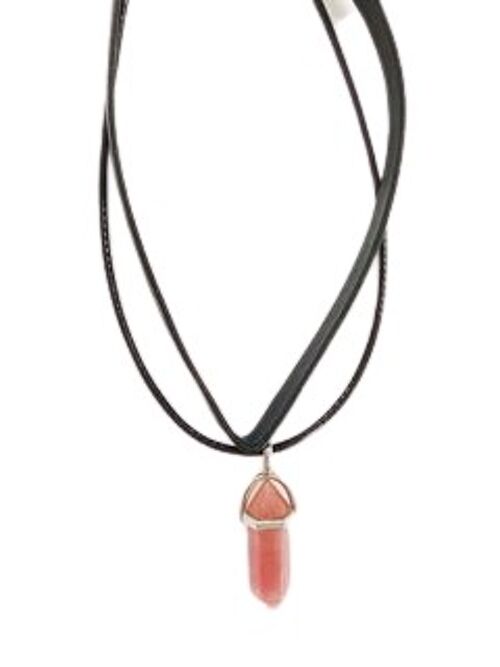 PU Choker with Pink Crystal Detail