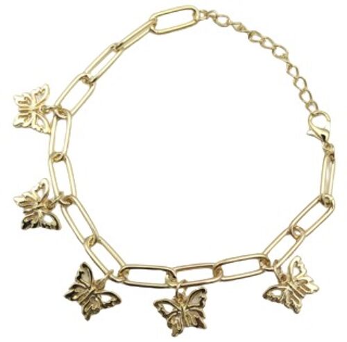 Gold Butterfly Drop Chain Anklet