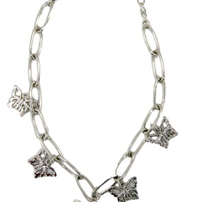 Silver Butterfly Drop Chain Anklet
