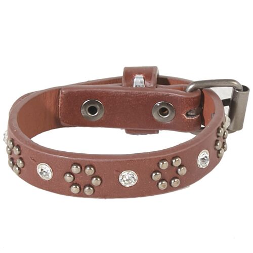 PU Buckle Bracelet with Stud and Diamante Detail