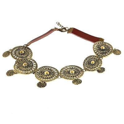 Metal Aztec Choker with PU/suede Backing